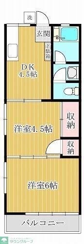 三田アパート(2K/2階)の間取り写真