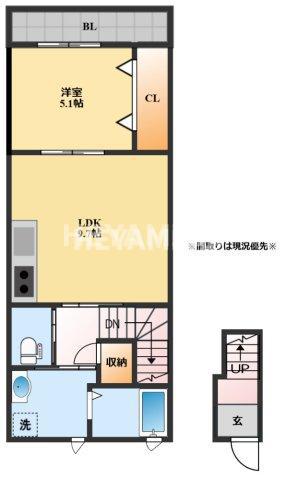 エイミーテン(1LDK/2階)の間取り写真