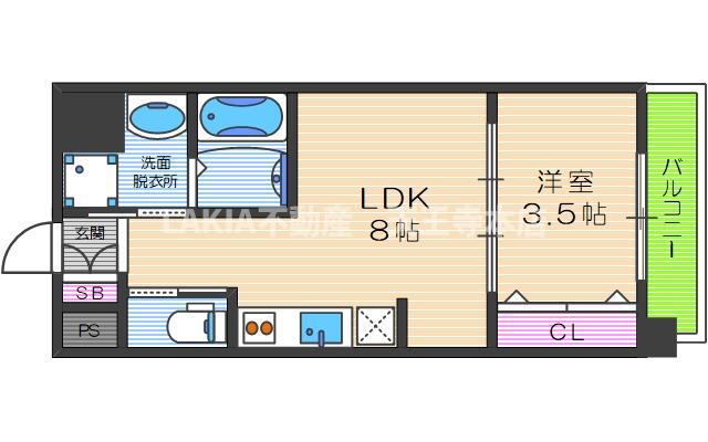 FDS NOVA(1LDK/9階)の間取り写真