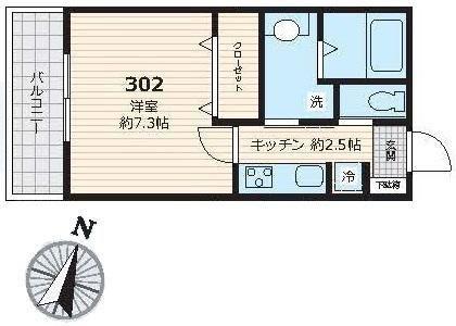 飛馬人館(1K/3階)の間取り写真