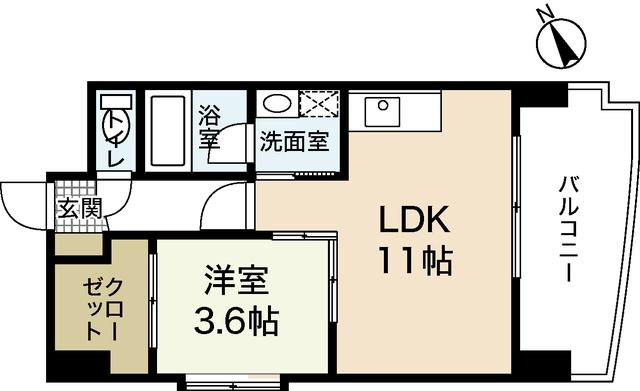 ユートピア舟入中町(1LDK/10階)の間取り写真