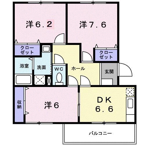 メゾンプルミエールIV(3DK/1階)の間取り写真