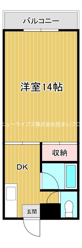 発春八坂ハイツ(1DK/2階)の間取り写真