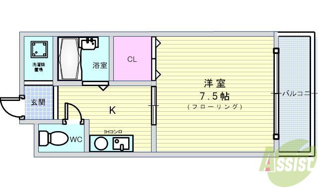 ESTUDIO豊中(1K/1階)の間取り写真