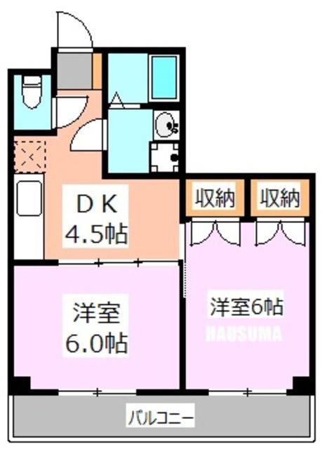 かいづかファミリア1(2DK/2階)の間取り写真