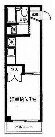 ブルーハイネス落合(1K/1階)の間取り写真