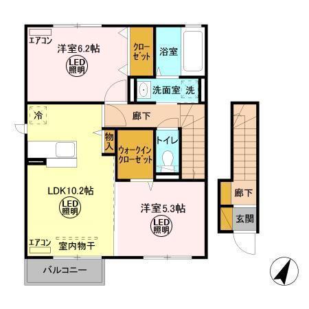 モンブラン(2LDK/2階)の間取り写真