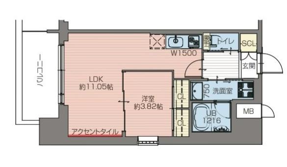 プレジオ難波(1LDK/4階)の間取り写真