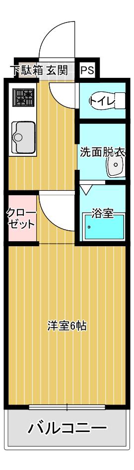 学校町通YMマンション(1K/4階)の間取り写真
