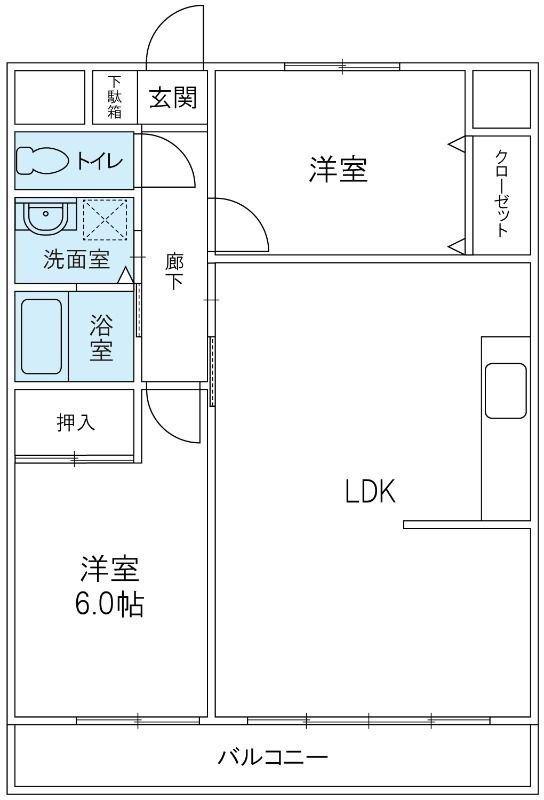 リステージ湘南川名(2LDK/5階)の間取り写真
