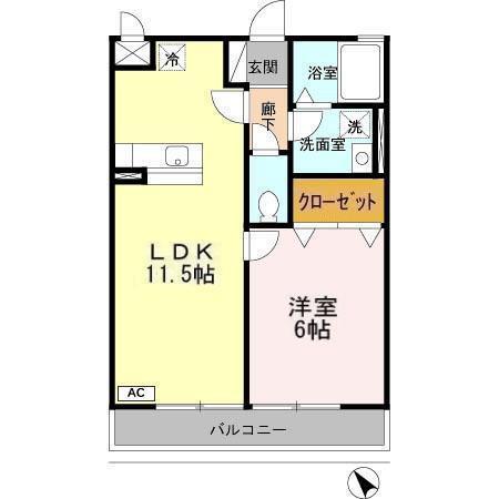 クレール嶋A(1LDK/2階)の間取り写真