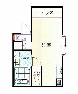 ハイツヤガミII(ワンルーム/1階)の間取り写真