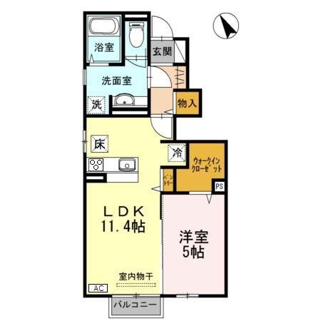 シェルト(1LDK/1階)の間取り写真