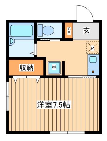 メルヴィーユ新横浜2B棟(1K/2階)の間取り写真