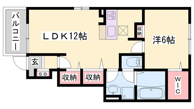 ヴィラドゥグレース梅ヶ谷C(1LDK/1階)の間取り写真