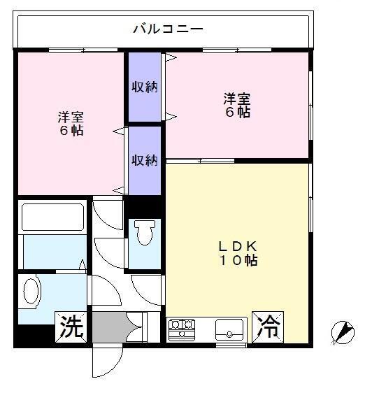 オークレア(2LDK/1階)の間取り写真