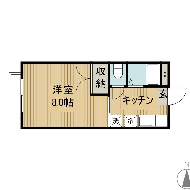 オークヒルズIII(1K/2階)の間取り写真