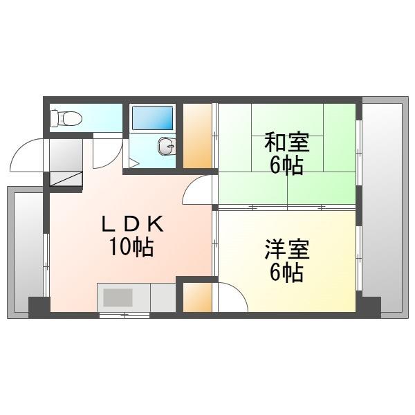 コーポ向日葵(2LDK/1階)の間取り写真