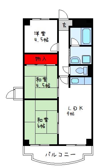 ドミソレイユ(3LDK/5階)の間取り写真