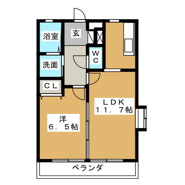 スカイヒルズ柳島(1LDK/2階)の間取り写真