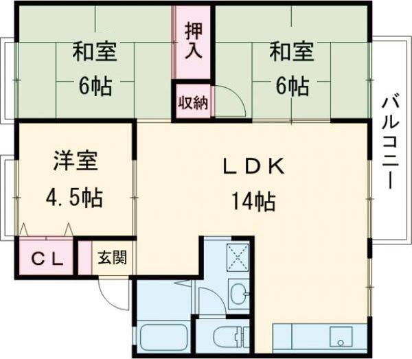ピッコロモンドF棟(3LDK/1階)の間取り写真