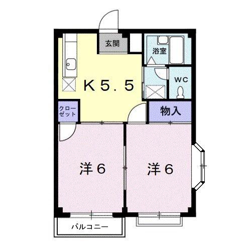 エルシャトウ吉備I(2K/2階)の間取り写真