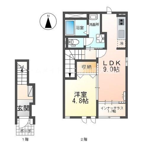 サクラサク(1LDK/2階)の間取り写真