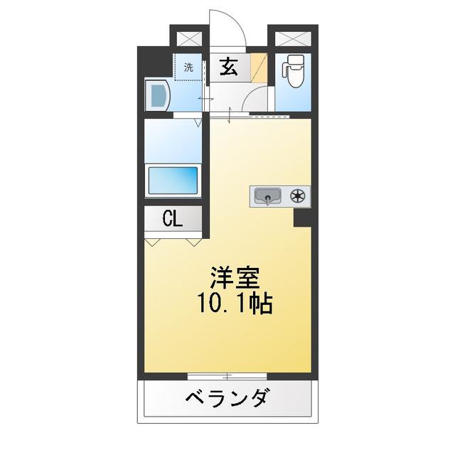 クレール新松戸I(ワンルーム/2階)の間取り写真
