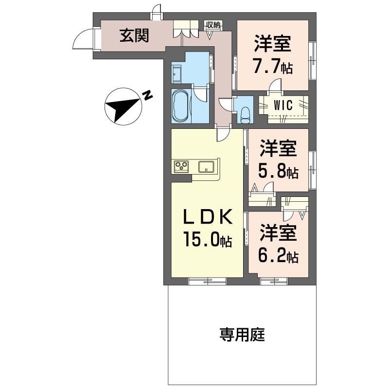 プレミアス(3LDK/1階)の間取り写真