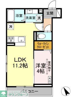 D PAINA 鶴ヶ峰(1LDK/2階)の間取り写真
