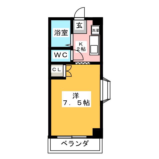サンハイツ K(1K/4階)の間取り写真