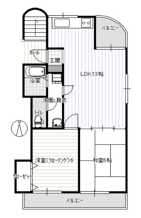 マンションシャンテ(2LDK/2階)の間取り写真