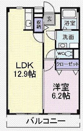 サングレイス(1LDK/1階)の間取り写真