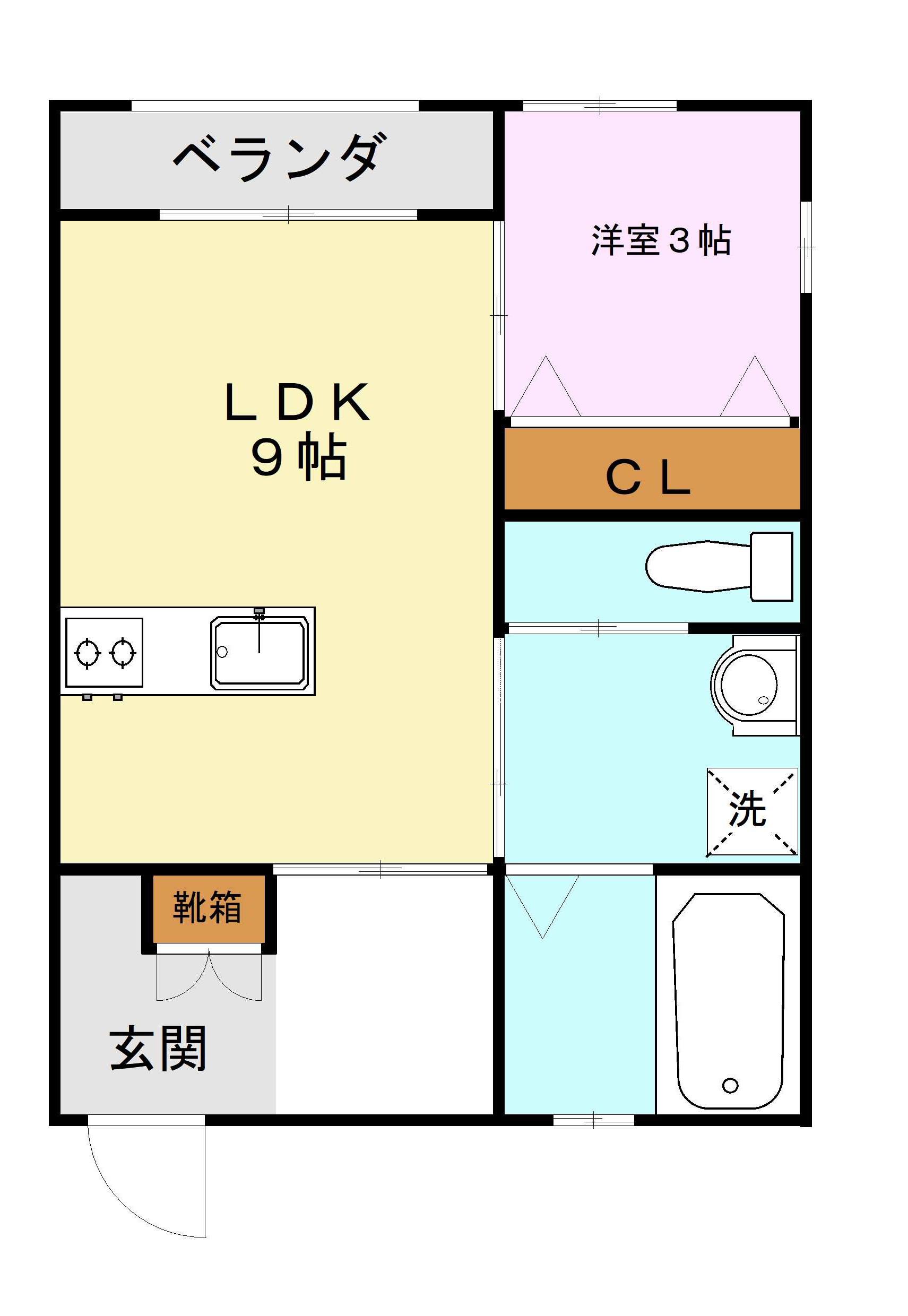 サンヒルズ弐番館(1LDK/1階)の間取り写真