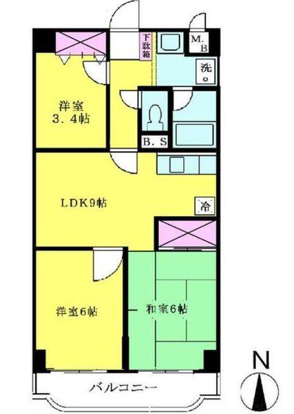 大須賀レジデンス(3DK/6階)の間取り写真