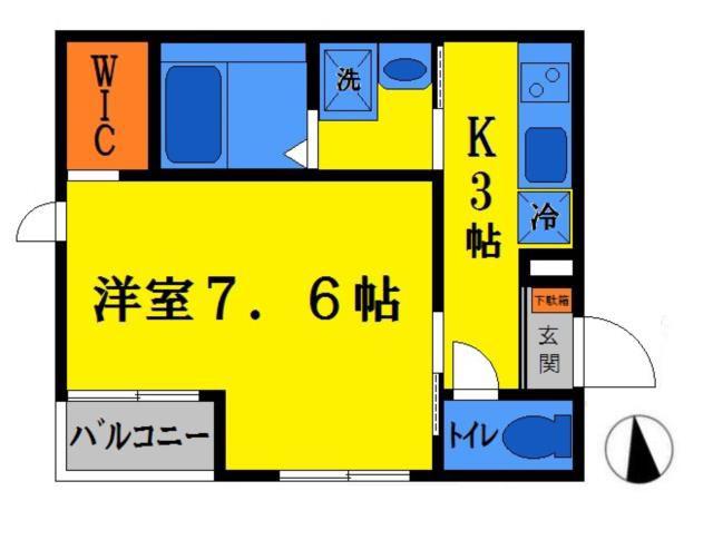 CASA PATIO J(1K/1階)の間取り写真