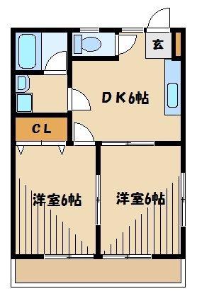 コーポ水季野(2DK/2階)の間取り写真