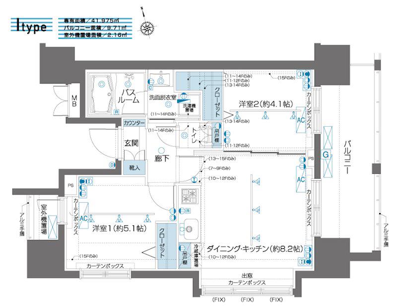 ZOOM品川南(2DK/13階)の間取り写真