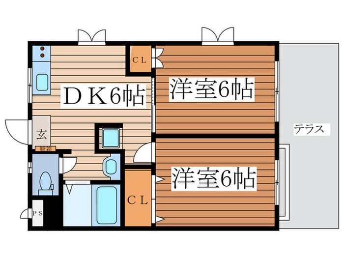 ファームサイド ハイツ(2DK/1階)の間取り写真