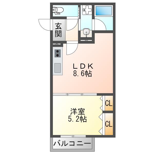 KTIレジデンス加島II(1LDK/1階)の間取り写真