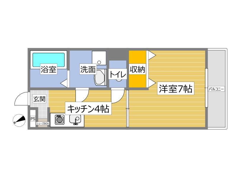 COZY APARTMENT(1K/4階)の間取り写真