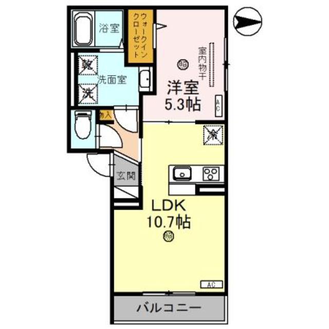 D-ROOM平野III(1LDK/3階)の間取り写真