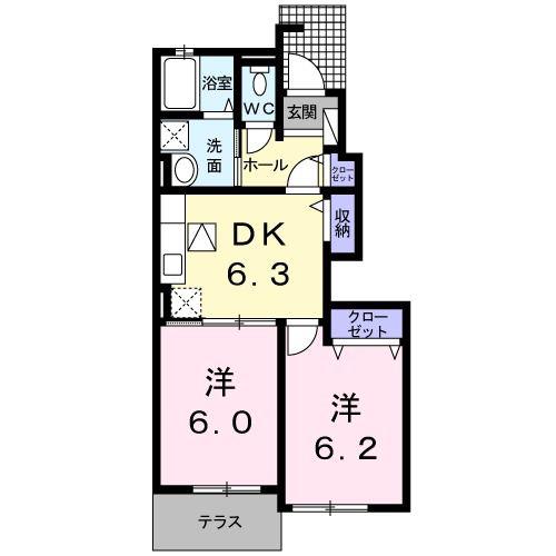 メゾン・ド・青山(2DK/1階)の間取り写真