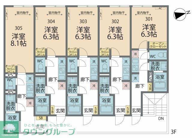 ポーラスター橋本(1K/3階)の間取り写真