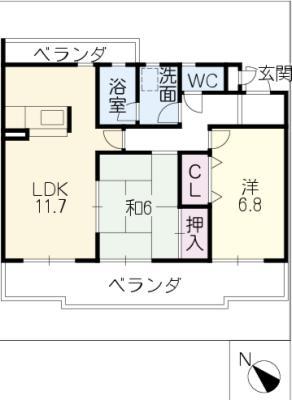 サンシャイン弘法(2LDK/1階)の間取り写真