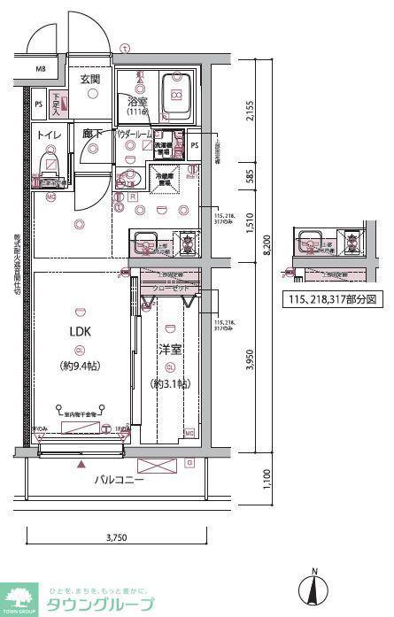 ARCOBALENO BUBAIGAWARA(1LDK/1階)の間取り写真