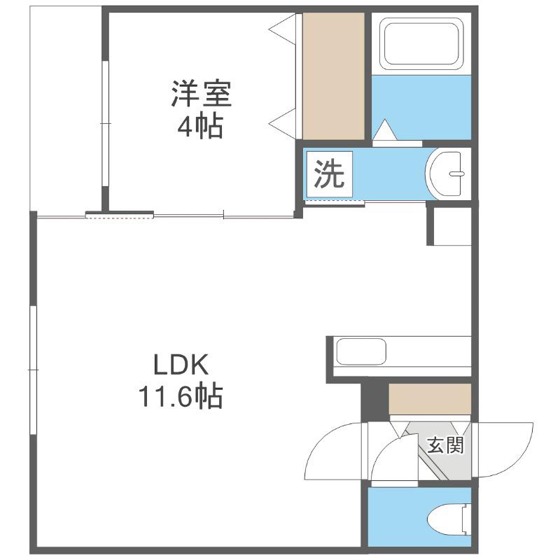 カペラ・アイン(1LDK/4階)の間取り写真