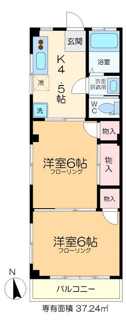 アヤセポリテイア(2K/2階)の間取り写真