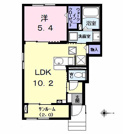 MINUET(1LDK/1階)の間取り写真