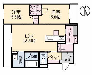 フローラ(2LDK/1階)の間取り写真